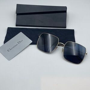 Christina Dior Gold-Tone blue gold Metal Frame DiorStellaire 1 Sunglasses w/box